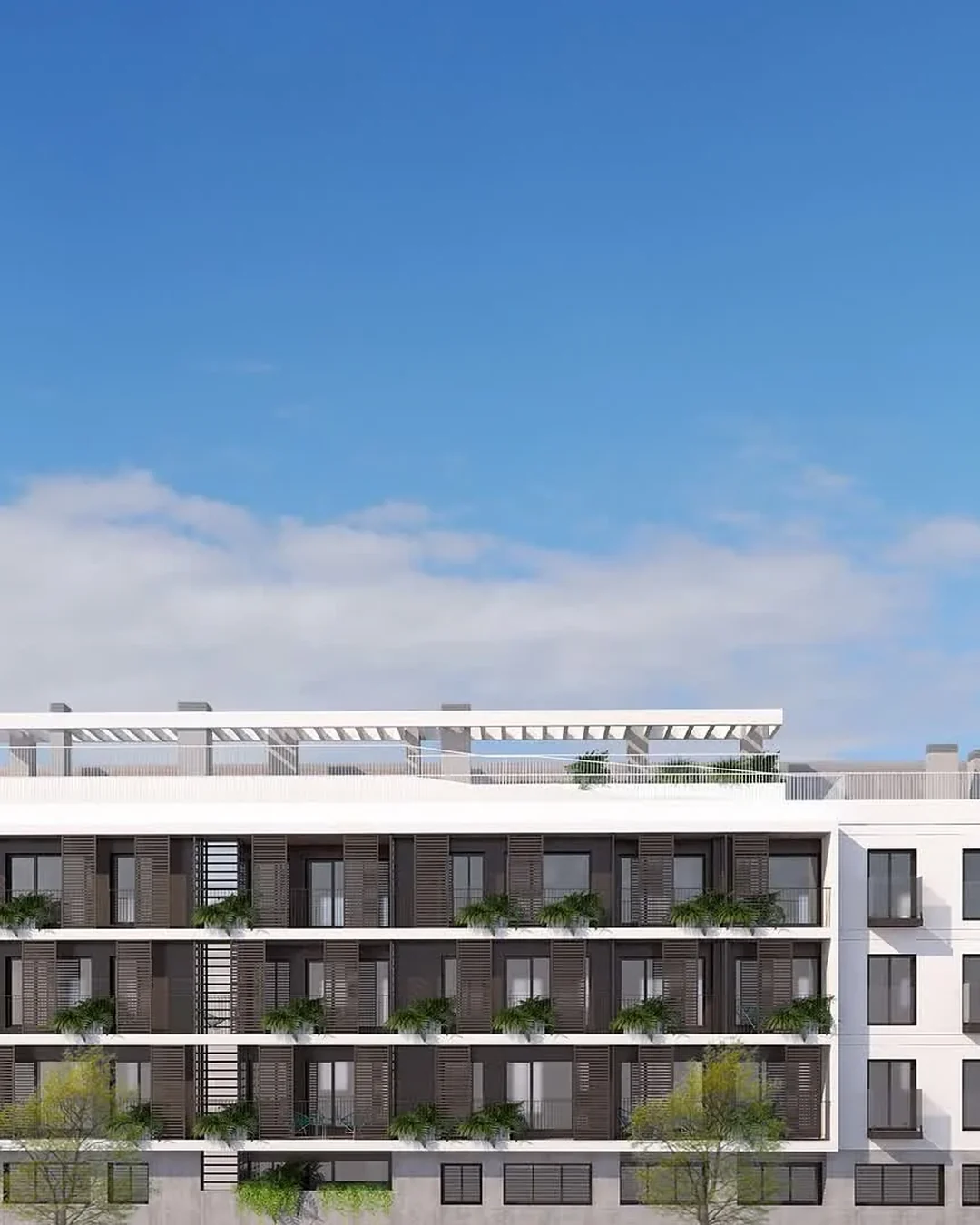 Alzado completo del edificio. Imagen de proyecto.